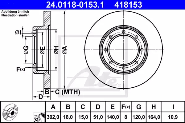Тормозной диск ATE 24.0118-0153.1 (418153)