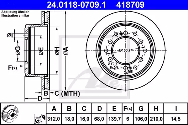 Тормозной диск ATE 24.0118-0709.1 (418709)