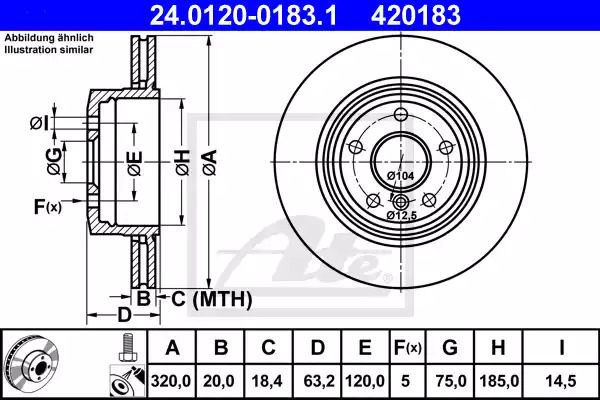 Тормозной диск ATE 24.0120-0183.1 (420183)