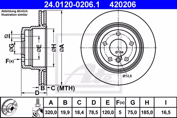 Тормозной диск ATE 24.0120-0206.1 (420206)