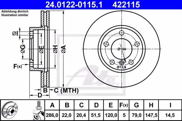 Тормозной диск ATE 24.0122-0115.1 (422115)
