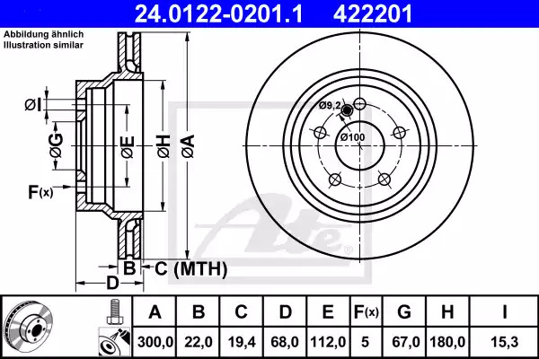 Тормозной диск ATE 24.0122-0201.1 (422201)