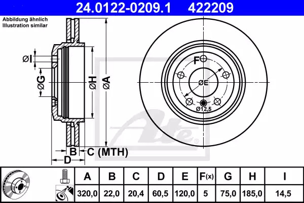 Тормозной диск ATE 24.0122-0209.1 (422209)