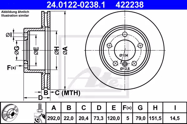Тормозной диск ATE 24.0122-0238.1 (422238)
