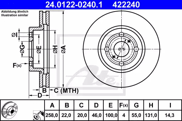 Тормозной диск ATE 24.0122-0240.1 (422240)