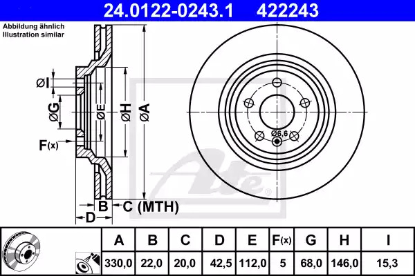 Тормозной диск ATE 24.0122-0243.1 (422243)