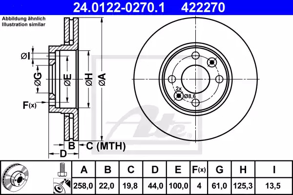 Тормозной диск ATE 24.0122-0270.1 (422270)