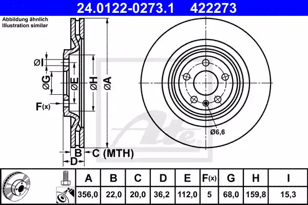 Тормозной диск ATE 24.0122-0273.1 (422273)