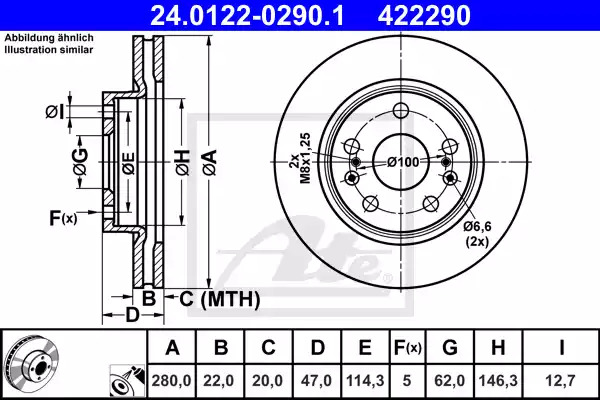 Тормозной диск ATE 24.0122-0290.1 (422290)