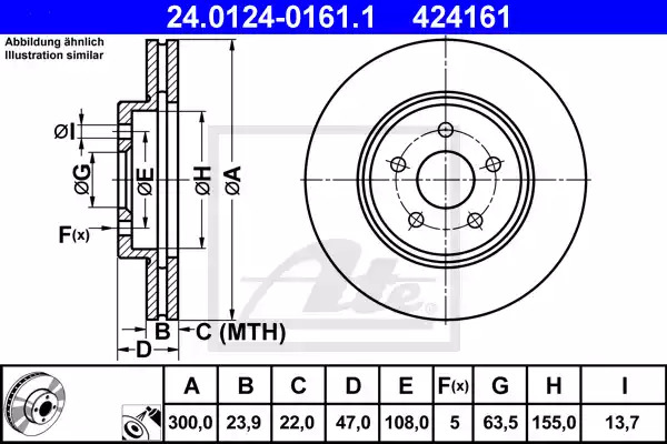 Тормозной диск ATE 24.0124-0161.1 (424161)