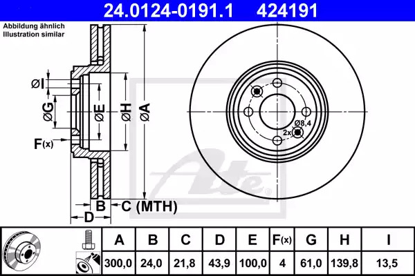 Тормозной диск ATE 24.0124-0191.1 (424191)