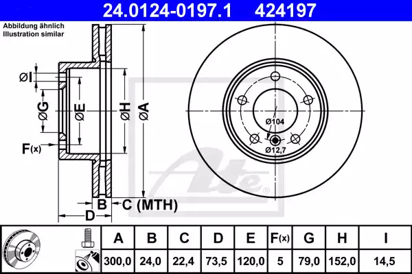 Тормозной диск ATE 24.0124-0197.1 (424197)