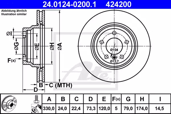 Тормозной диск ATE 24.0124-0200.1 (424200)