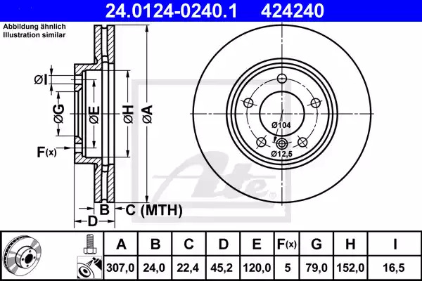 Тормозной диск ATE 24.0124-0240.1 (424240)