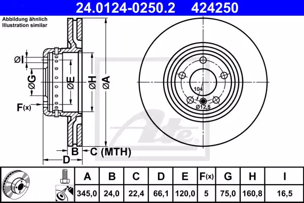 Тормозной диск ATE 24.0124-0250.2 (424250)