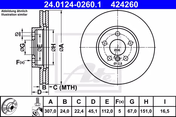 Тормозной диск ATE 24.0124-0260.1 (424260)