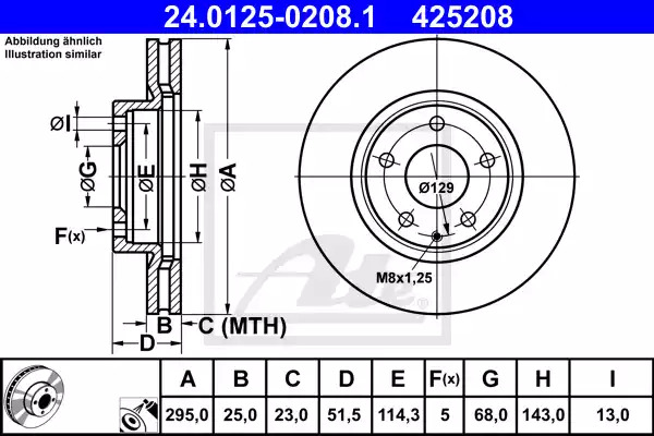Тормозной диск ATE 24.0125-0208.1 (425208)