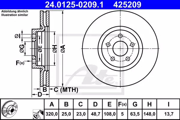 Тормозной диск ATE 24.0125-0209.1 (425209)