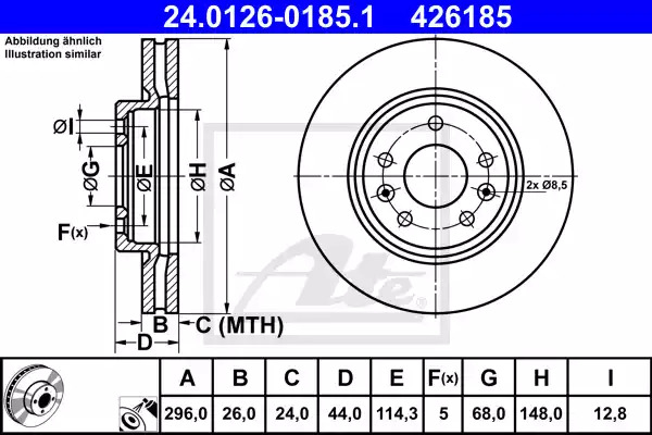 Тормозной диск ATE 24.0126-0185.1 (426185)