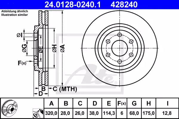 Тормозной диск ATE 24.0128-0240.1 (428240)