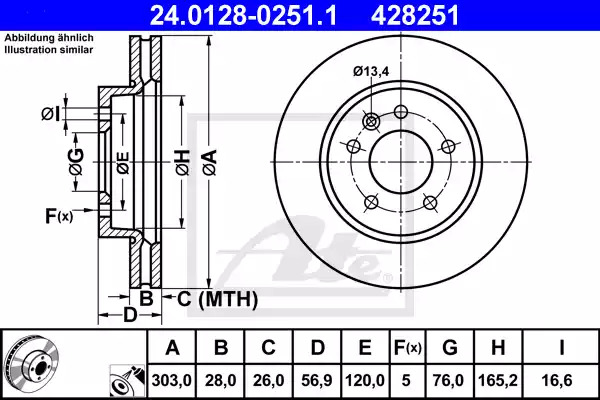 Тормозной диск ATE 24.0128-0251.1 (428251)