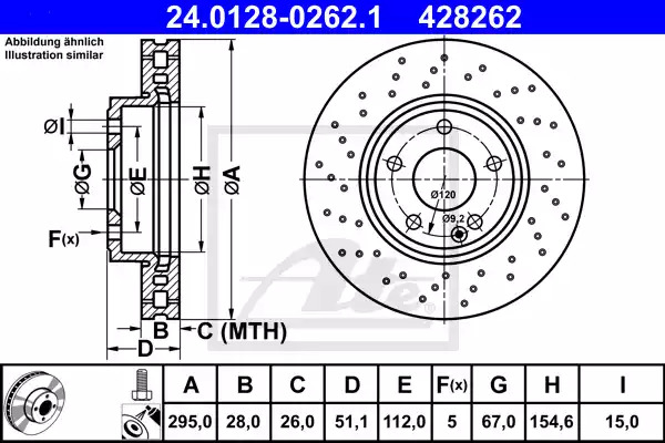 Тормозной диск ATE 24.0128-0262.1 (428262)