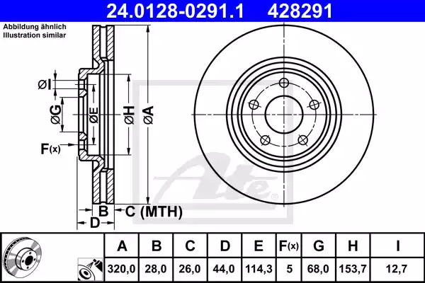 Тормозной диск ATE 24.0128-0291.1 (428291)