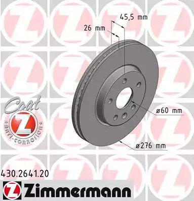 Тормозной диск ZIMMERMANN 430.2641.20