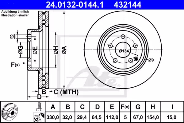 Тормозной диск ATE 24.0132-0144.1 (432144)