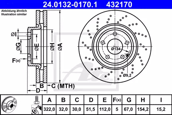 Тормозной диск ATE 24.0132-0170.1 (432170)