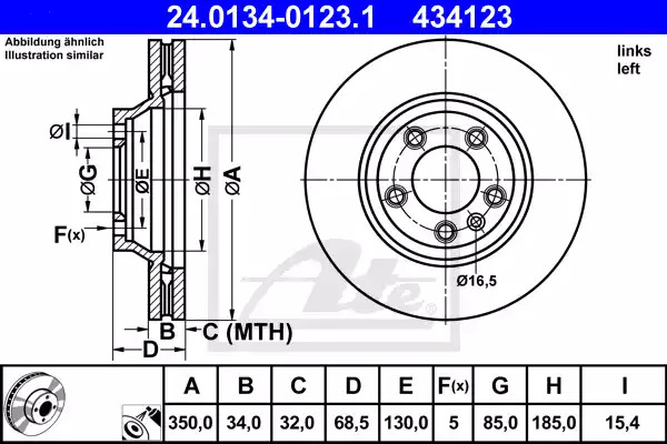 Тормозной диск ATE 24.0134-0123.1 (434123)