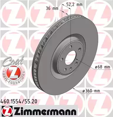 Тормозной диск ZIMMERMANN 460.1554.20