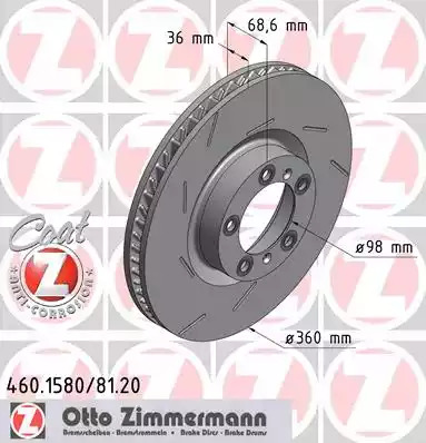 Тормозной диск ZIMMERMANN 460.1581.20