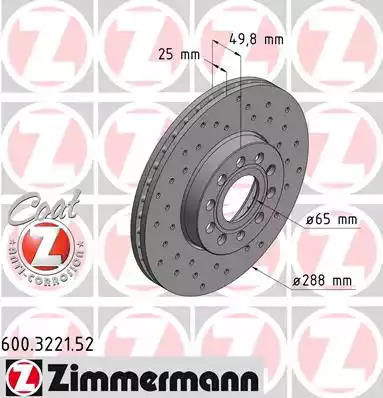 Тормозной диск ZIMMERMANN 600.3221.52