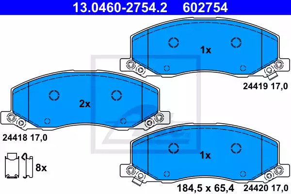 Комплект тормозных колодок ATE 13.0460-2754.2 (602754, 24418, 24419, 24420)