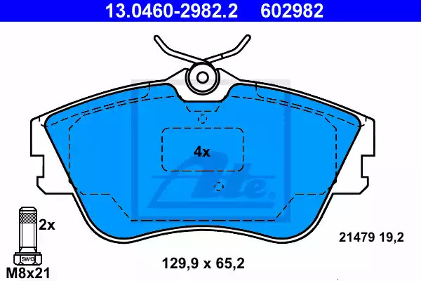 Комплект тормозных колодок ATE 13.0460-2982.2 (602982, 21479)