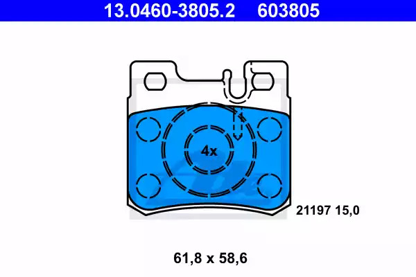 Комплект тормозных колодок ATE 13.0460-3805.2 (603805, 21197)