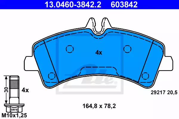 Комплект тормозных колодок ATE 13.0460-3842.2 (603842, 29217)