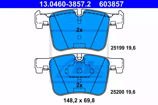 Комплект тормозных колодок ATE 13.0460-3857.2 (603857, 25199, 25200)