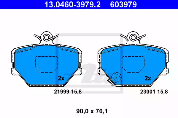 Комплект тормозных колодок ATE 13.0460-3979.2 (603979, 21999, 23001)