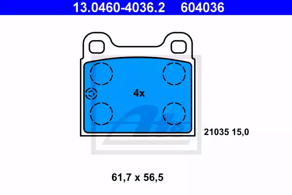 Комплект тормозных колодок ATE 13.0460-4036.2 (604036, 21035)