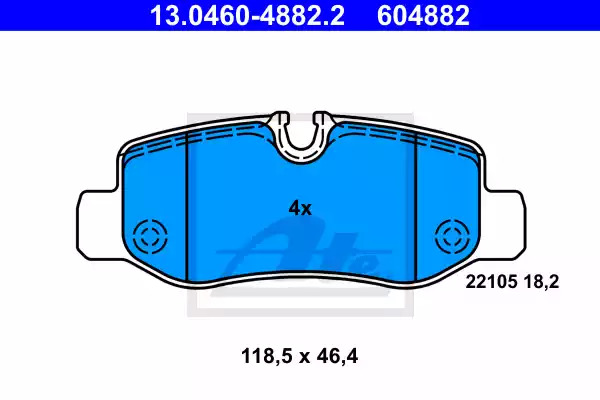 Комплект тормозных колодок ATE 13.0460-4882.2 (604882, 22102)