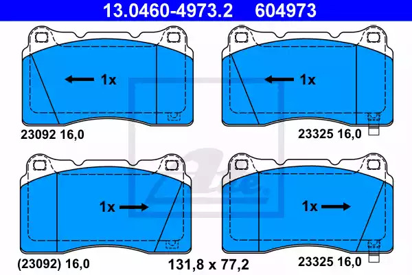 Комплект тормозных колодок ATE 13.0460-4973.2 (604973, 23092, 23325)