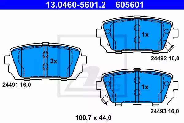 Комплект тормозных колодок ATE 13.0460-5601.2 (605601, 24491, 24492, 24493)