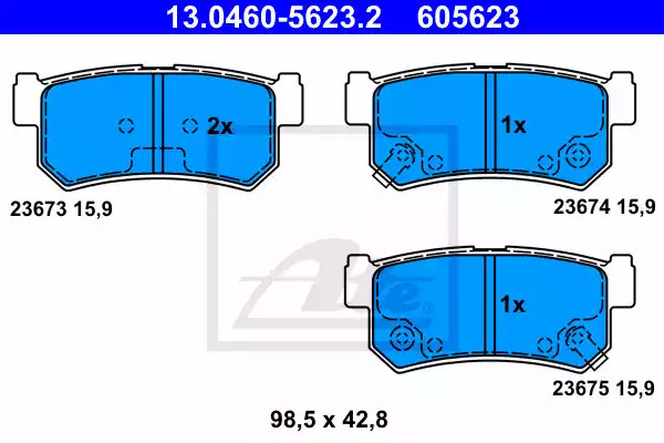 Комплект тормозных колодок ATE 13.0460-5623.2 (605623, 23673, 23674, 23675)