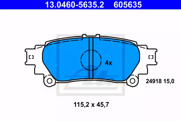 Комплект тормозных колодок ATE 13.0460-5635.2 (605635, 24918)