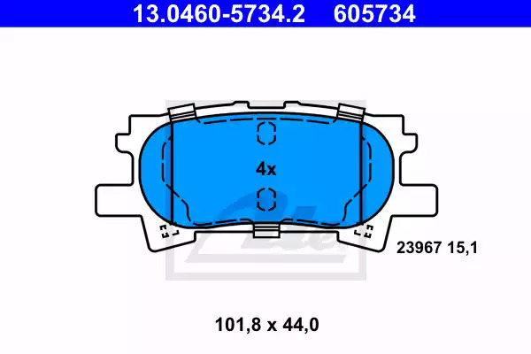 Комплект тормозных колодок ATE 13.0460-5734.2 (605734, 23967)