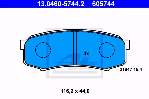 Комплект тормозных колодок ATE 13.0460-5744.2 (605744, 21947)