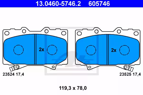 Комплект тормозных колодок ATE 13.0460-5746.2 (605746, 23524, 23525)