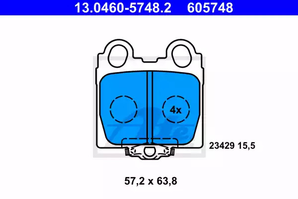 Комплект тормозных колодок ATE 13.0460-5748.2 (605748, 23429)